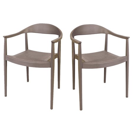 RAINBOW OUTDOOR Kennedy Set of 2 Stackable Armchair-Cappuccino RBO-KENNEDY-CAP-AC-SET2